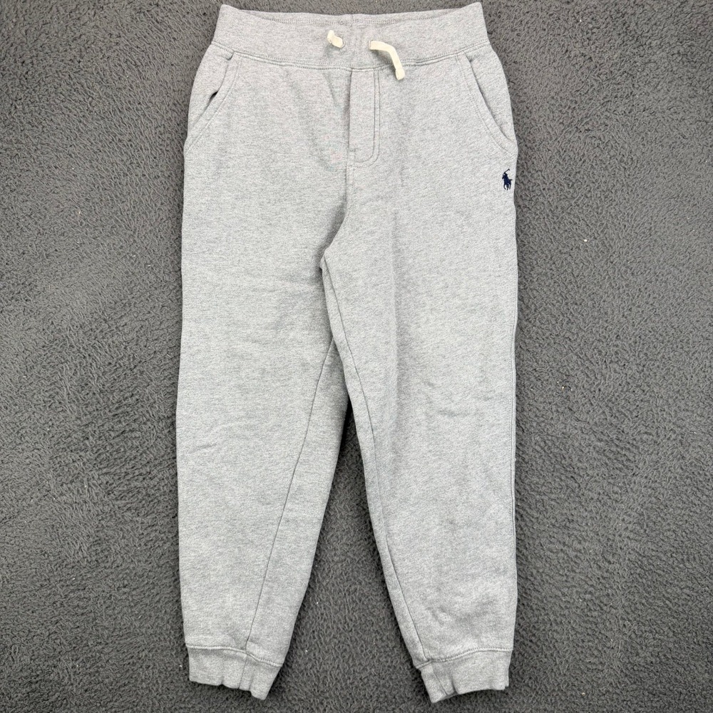 Polo Ralph Lauren Kids Gray Fleece Jogger Sweatpants Size M 10-12 Pony Logo